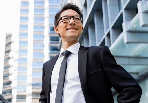 businessman smiling outside