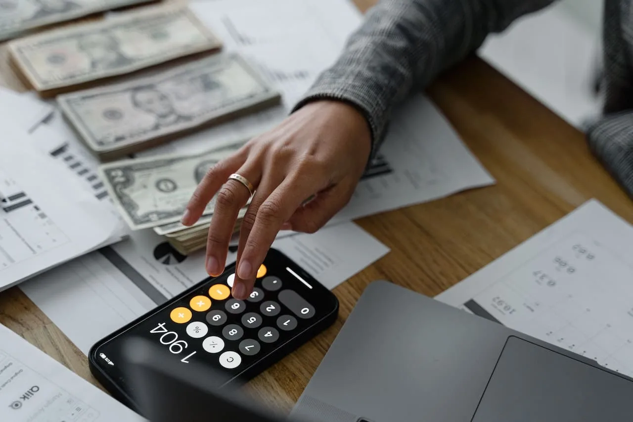 man using the calculator application