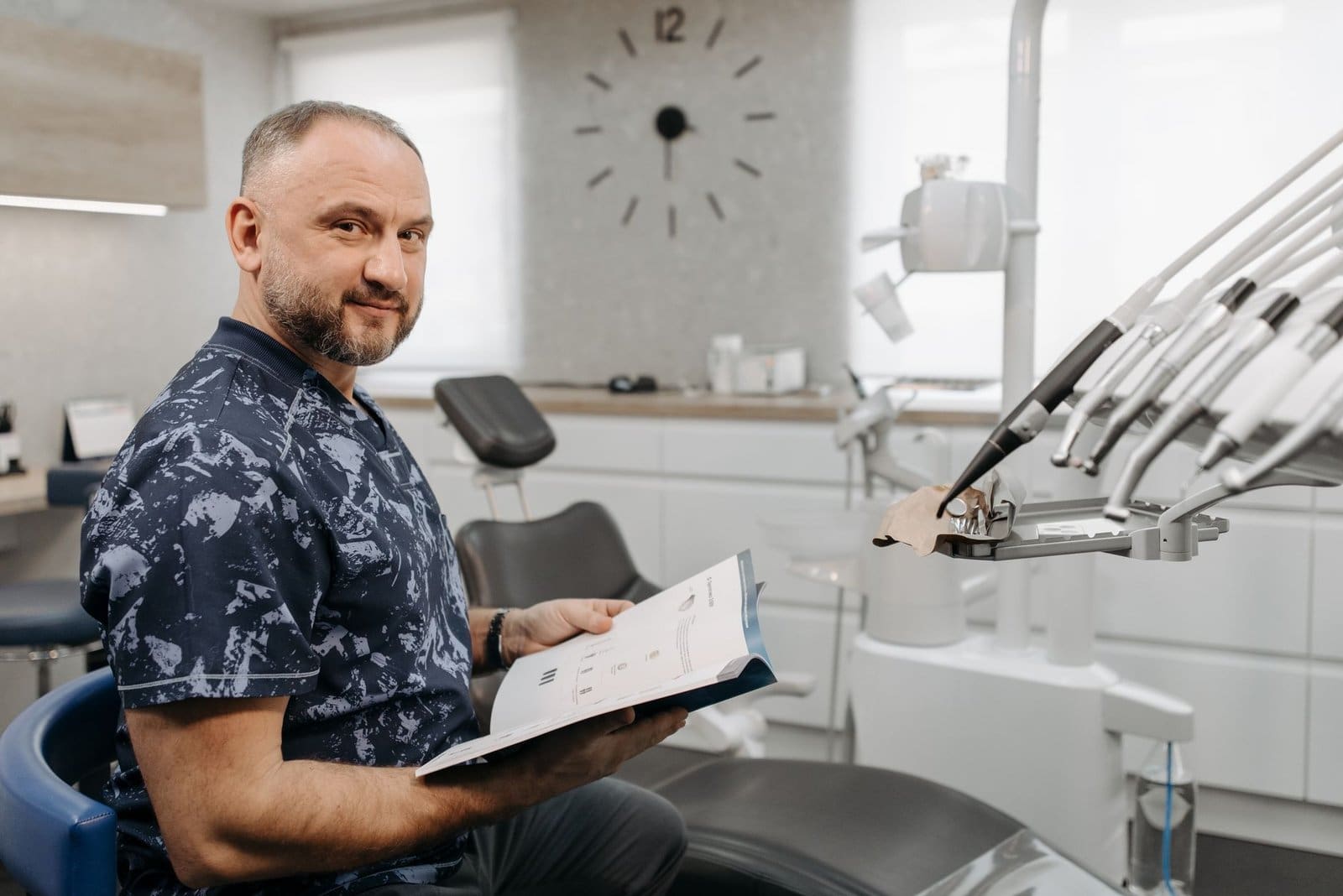 Dental practice accountant reviewing records